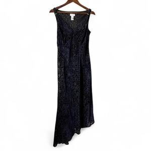 Liz Claiborne Dresses 10 Blue Velvet Burnout Maxi Gown Formal Evening